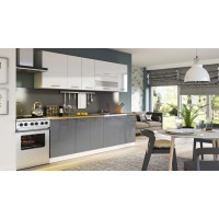 Virtuves komplekts TIFFANY 260, pelēks glancēts/balts glancēts
